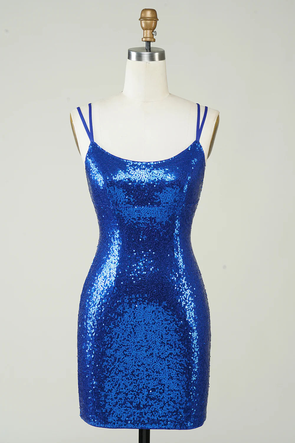 Flash Sale Royal Blue Sheath Sequins Mini Dress Backless Homecoming Dress