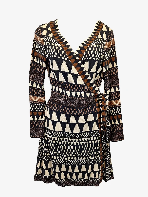 Season Offer Diane Von Furtsenberg Silk Patterned Wrap Mini Dress Size 12