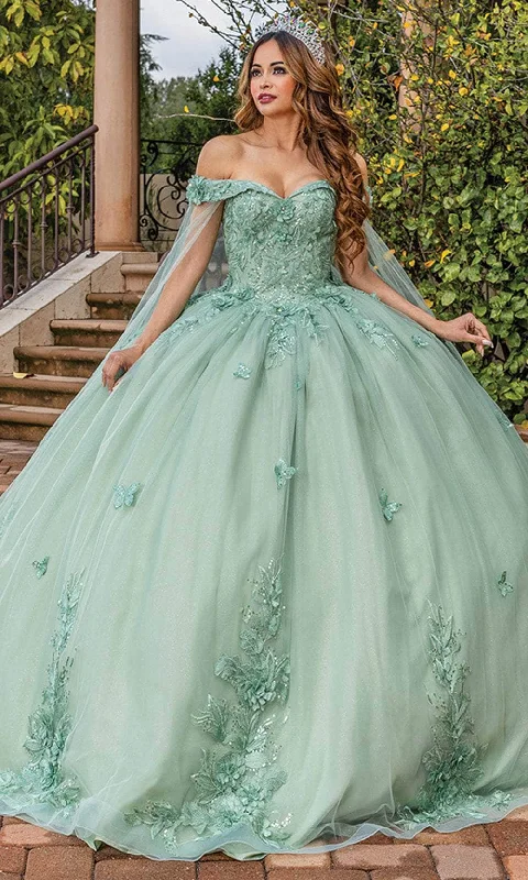 Cozy Chic Promotions Dancing Queen 1853 - Floral Applique Illusion Ballgown