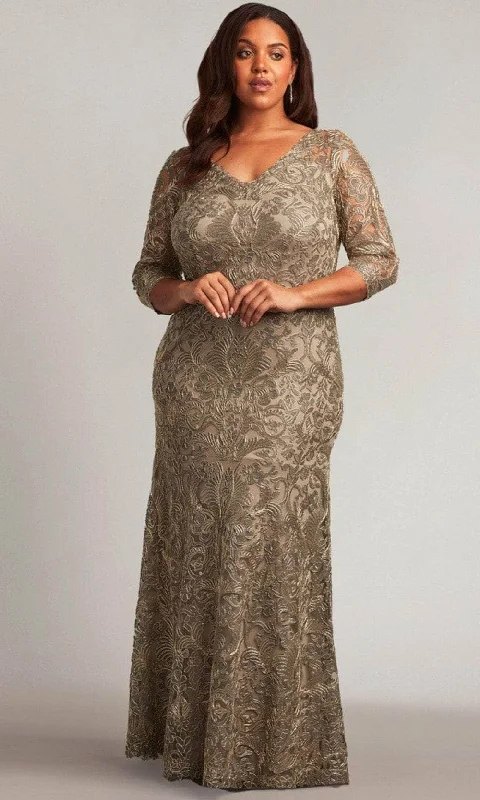 Season Sale Tadashi Shoji ALX2003LXQ - Quarter Sleeve Embroidered Formal Gown