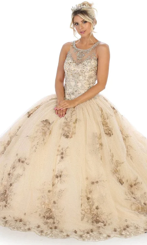 Clothing Sales May Queen LK123 - Illusion Beaded Regal Ballgown