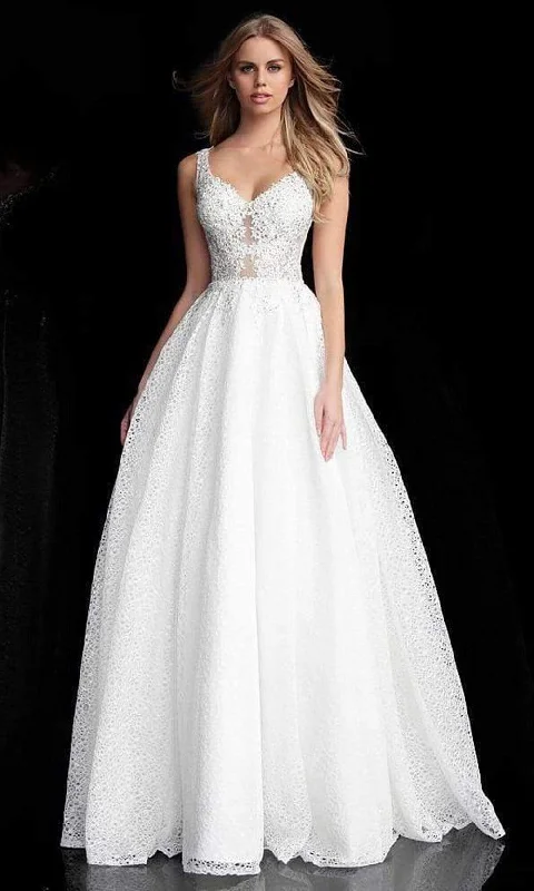 Comfortable Women’s Outfits JVN by Jovani - Plunging V-Neck Embellished Ballgown JVN64105SC - 1 pc Rasberry In Size 00 Available