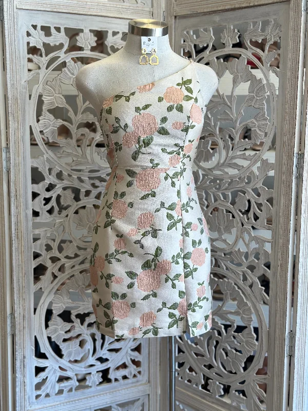 High-Quality Women’s Fashion Dresses Pastel Floral One Sleeve Dress- Not Stretchy