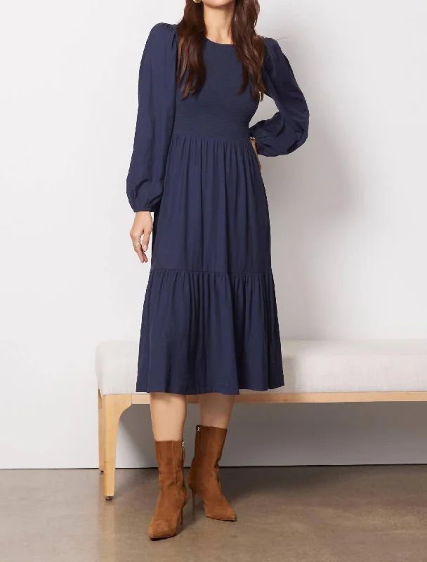 End Of Season Sale Willow Easy Peasant Dress In Night Horizon