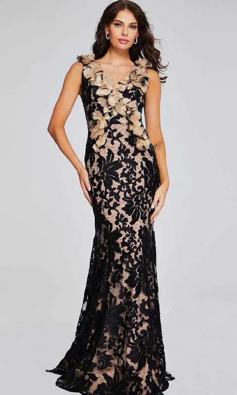 Latest Fashion Jovani 38497 - Floral Appliqued Sleeveless Evening Gown