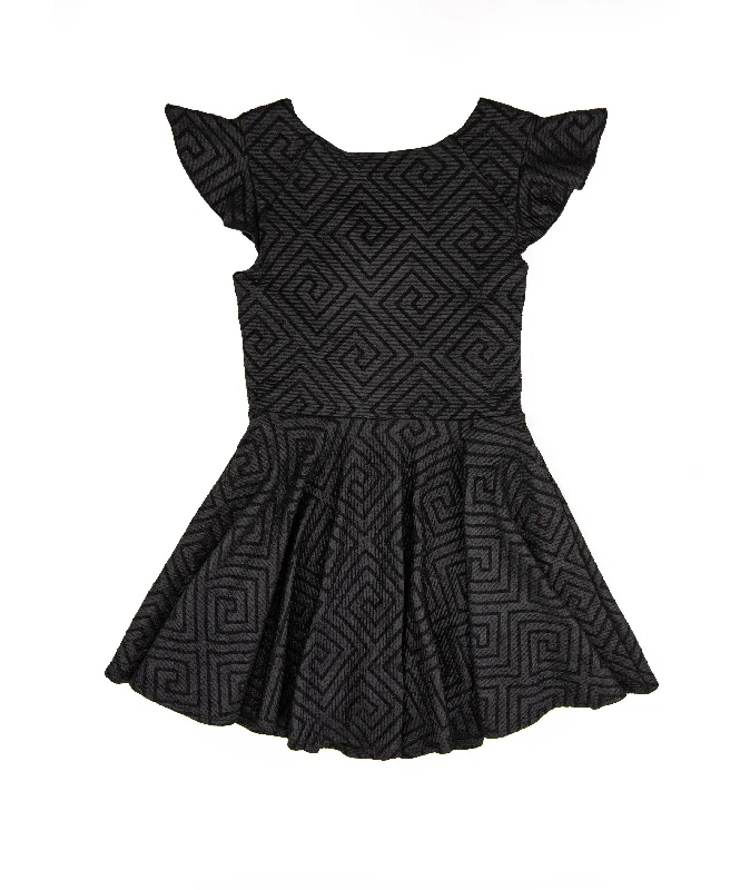 Top 10 Women's Online Clothing Stores By Debra Girls Nadine Black Pattern Flutter Sleeve Fit and Flare Dress