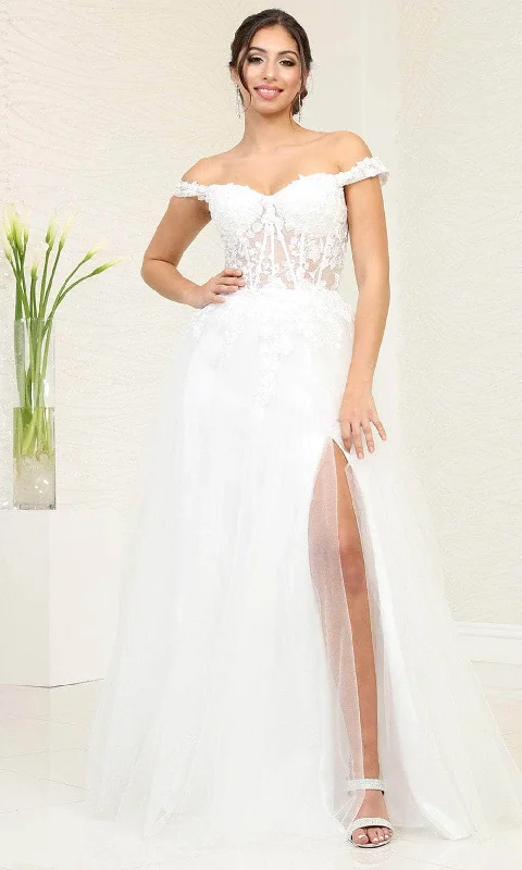 Trendy Styles May Queen MQ2053 - Appliqued Off Shoulder Prom Gown