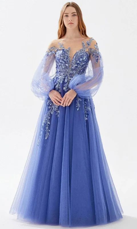 Sales For Clothes Tarik Ediz 52105 - Bishop Sleeve Beaded Prom Gown