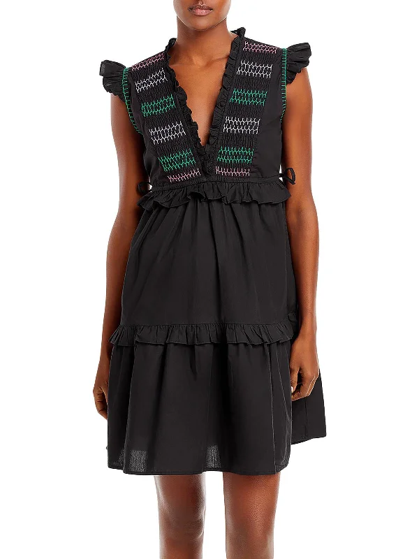 Stylish Women's Clothes for Work and Play Chandra Womens Cotton Smocked Fit & Flare Dress