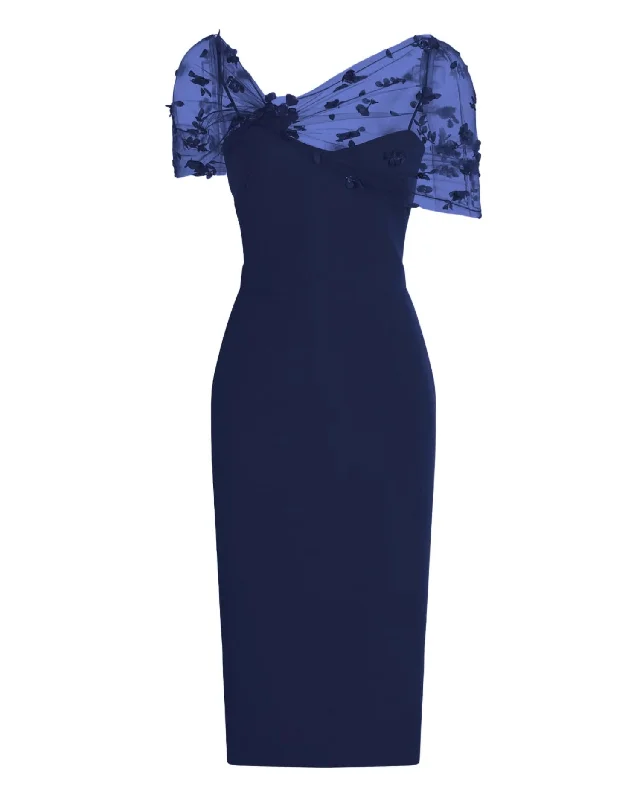 Comfortable Garments For Women Gia Beaded Shawl Dress In Navy