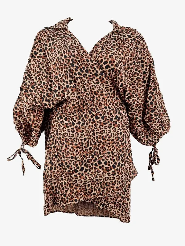 Fall Sale, Prices Drop Billabong Animal Print Bat Sleeve Wrap Mini Dress Size L