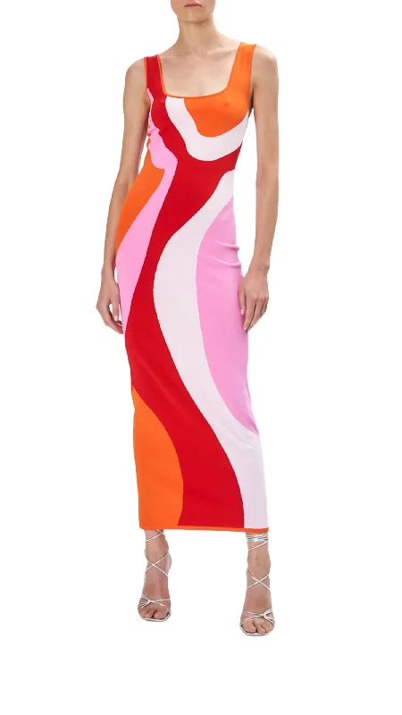 Flash Discount Sabra Dress In Abstract Geo Pink/orange Multi