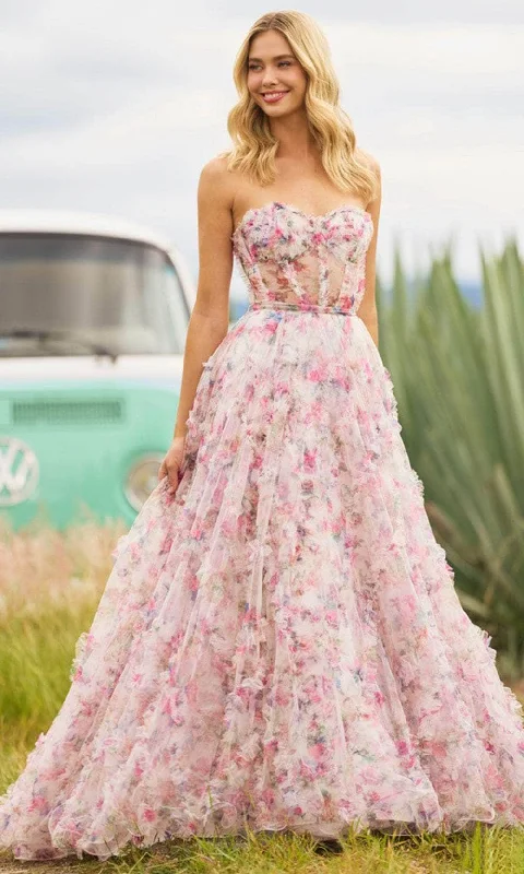 Seize Bargains Sherri Hill 55623 - Floral Corset Evening Dress