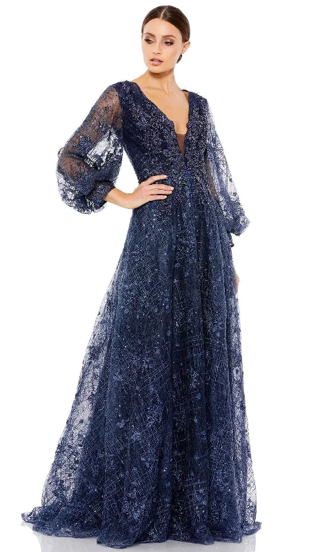 Seasonal Clearance Mac Duggal 20283 - Embroidered Bishop Sleeve Formal Gown