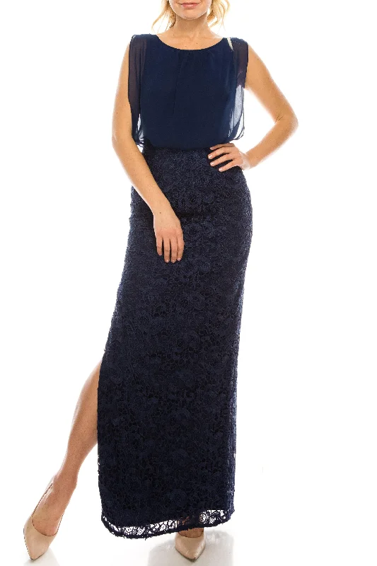 Trend Forward Threads For Her Aidan Mattox Long Formal Chiffon Lace Evening Dress