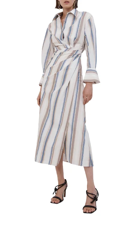 Limited Styles Marge Stripe Dress In Nougat Stripe