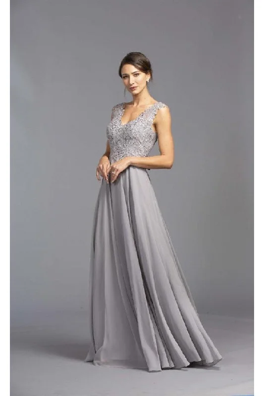 Runway Inspired Wear Long Formal Dress Slate Gray