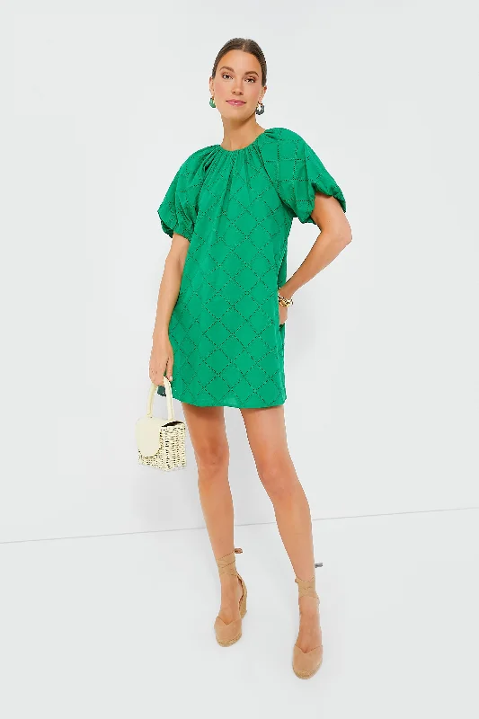 Chic Style, Always In Vogue Green Eyelet Quincy Mini Dress