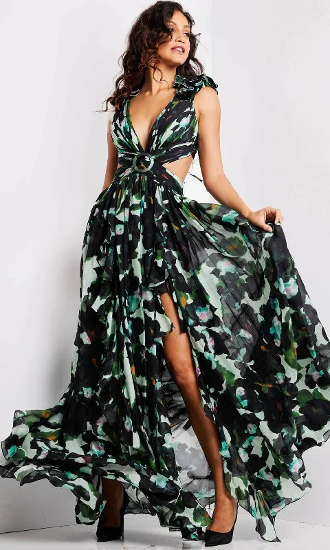 Modish Fashion Discounts Jovani 39420 - Floral Camo Print Long Dress