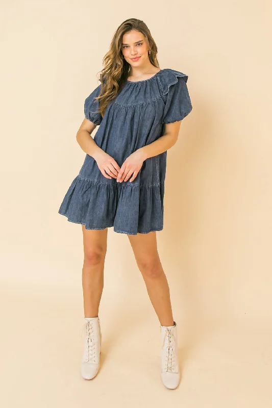 Casual Chic CHEERFUL SIGHTS DENIM MINI DRESS