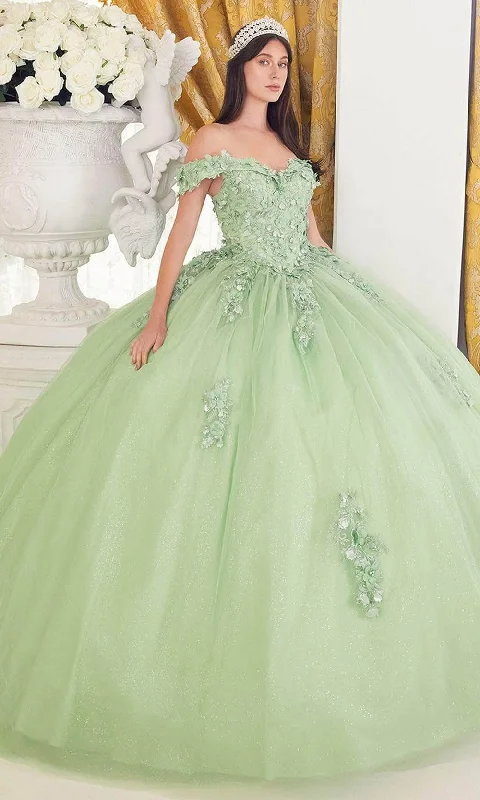 Holiday Attire Sale Ladivine 15710 - Sweetheart Neck Floral Applique Embellished Ballgown