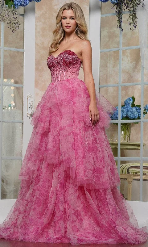 Seasonal Picks Colors Dress 3572 - Beaded Sweetheart Floral Print Ballgown