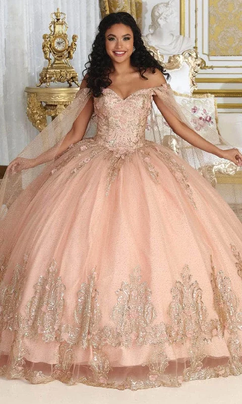 Exclusive Sale May Queen LK211 - Cape Sleeves Glitter Ballgown