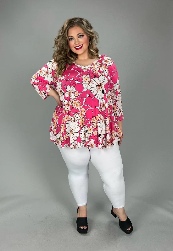 Flash Sale Or Flash Sales 59 PQ {Always Memorable} Fuchsia Floral V-Neck Tunic EXTENDED PLUS SIZE 3X 4X 5X