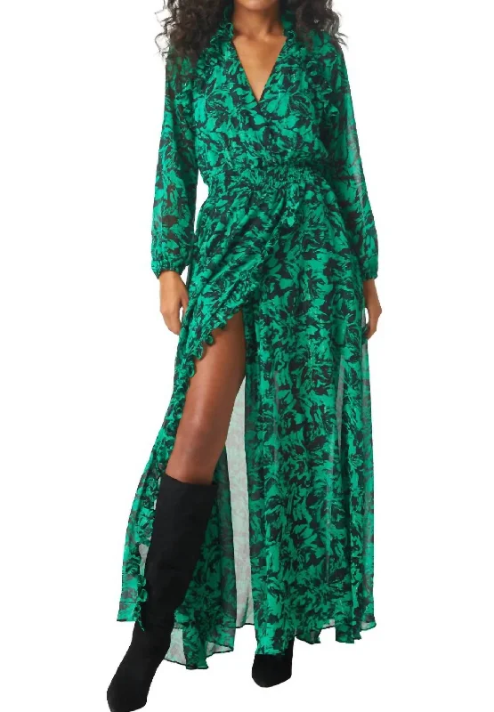 The Latest Fashion Trends Jocasta Dress In Emerald Abstract