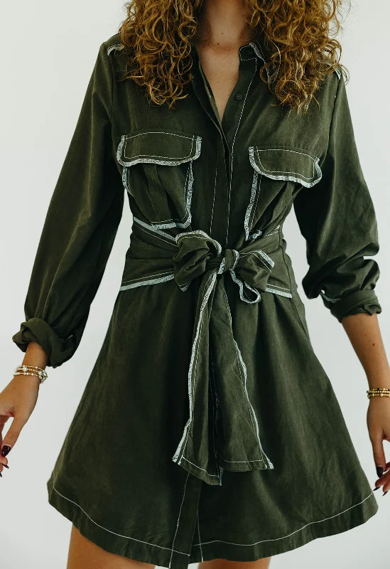 Quality Driven Apparel Kai Mini Dress - Olive