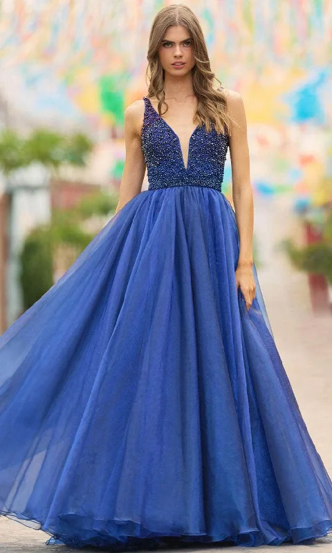 Fashionable Casual Tops Sherri Hill 55567 - Fit and Flare Embellished Long Gown