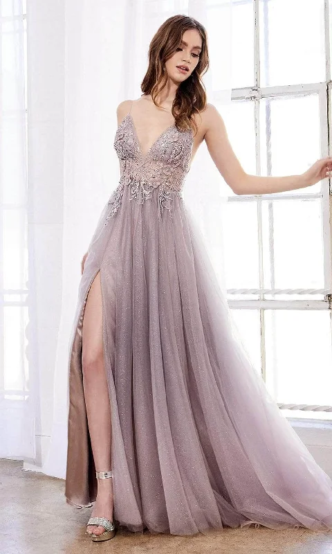 Stylish Women's Apparel Andrea and Leo - Embellished V Neck Prom Gown A0850 - 1 pc Blush-Mauve In Size 4 Available