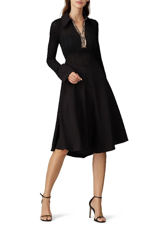 Sale Clearance Calabasas Zip Up Panel Dress In Black
