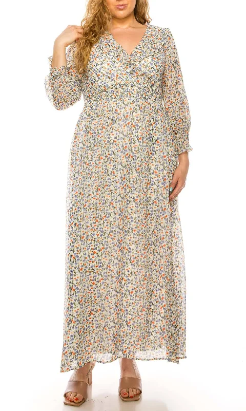 Shop Sales Shelby & Palmer - M564 Floral Printed V-Neck A-Line Dress