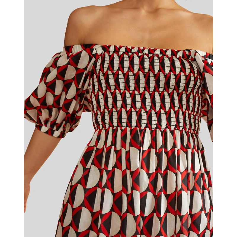 Chic Styles SMOCKED COTTON VOILE DRESS
