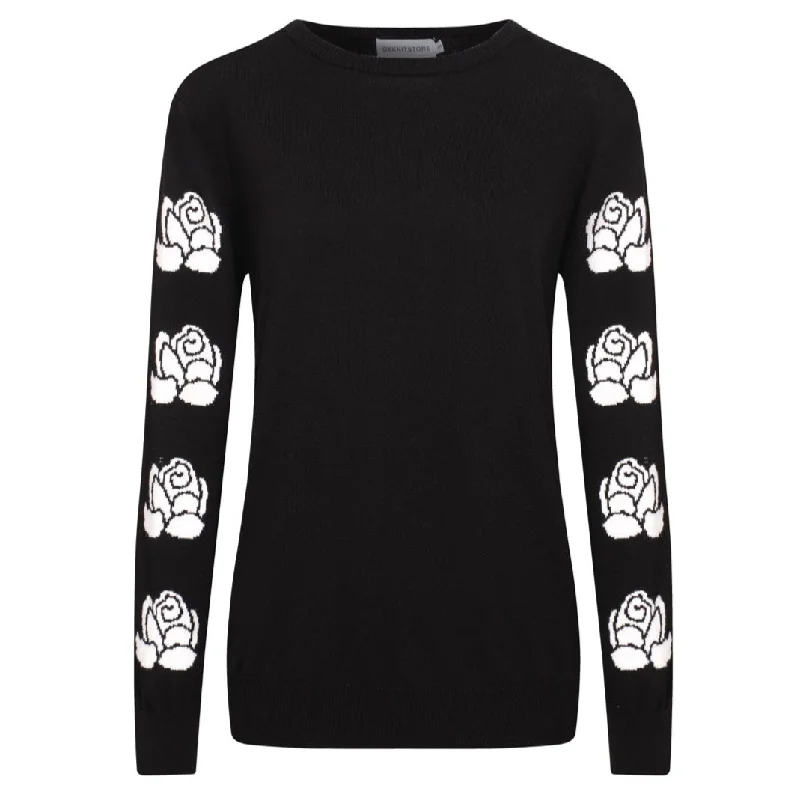New Arrivals Women's black vintage floral sweater
