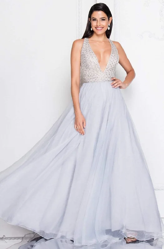Gift Ideas Terani Couture - 1811P5814 Embellished Deep V-neck Ballgown