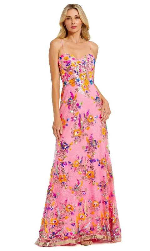 Fast Fashion Favorites Mac Duggal 68508 - Sweetheart Neck Floral Sequin Prom Dress