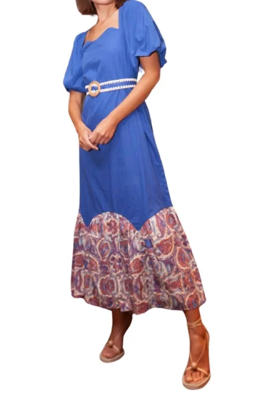 Unique Women's Fashion Pieces Maggie Dress In Cobalt/orange