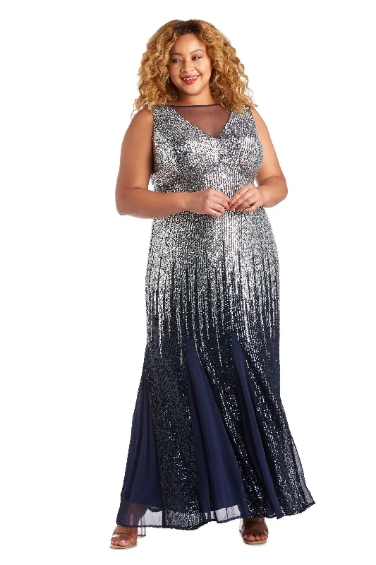 Big Discounts R&M Richards 7156W Plus Size Long Beaded Dress