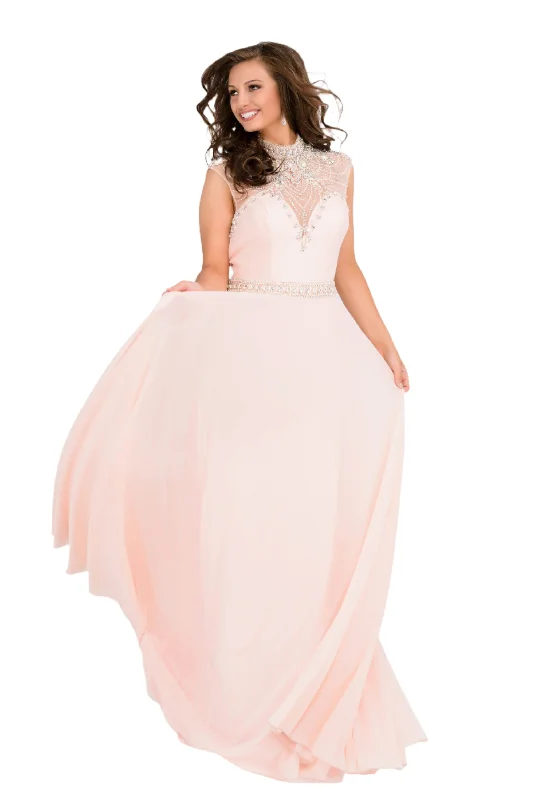 Chic Style, Always In Vogue Jovani JVN 48641 size 12 Blush Long A Line Formal Dress Embellished Gown