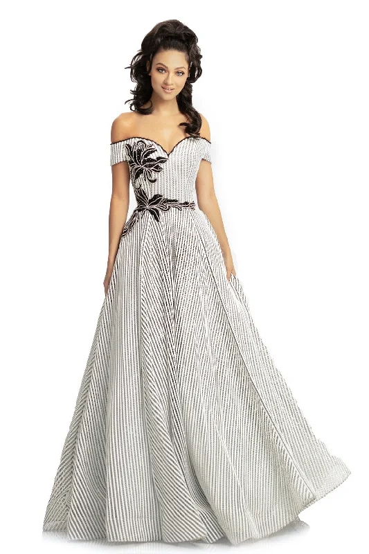 High-Quality Women’s Fashion Dresses Johnathan Kayne 9048 Size 4, 6 Long Ballgown Black White off the shoulder formal