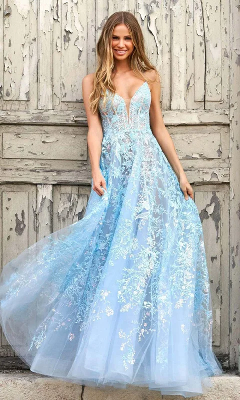Style Breakthroughs Sherri Hill - 55009 Embroidered Organza Flowy A-line Gown