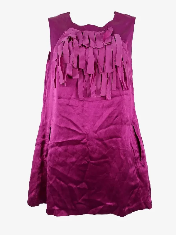 Absurdly Cheap Sale Alannah Hill Grape Fringe Silk Mod Mini Dress Size 8