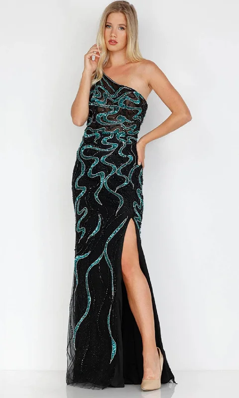 Comfortable Women’s Outfits Terani Couture 231GL0399 - Bare Back Beaded Asymmetrical Gown
