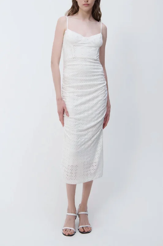 Limited Quantities Moira Broderie Anglaise Jersey Bustier Dress In White
