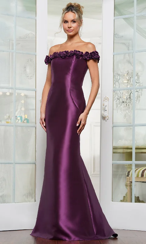 Contemporary Fashion Sale Rina Di Montella RD3205 - 3D Floral Straight Neckline Formal Gown