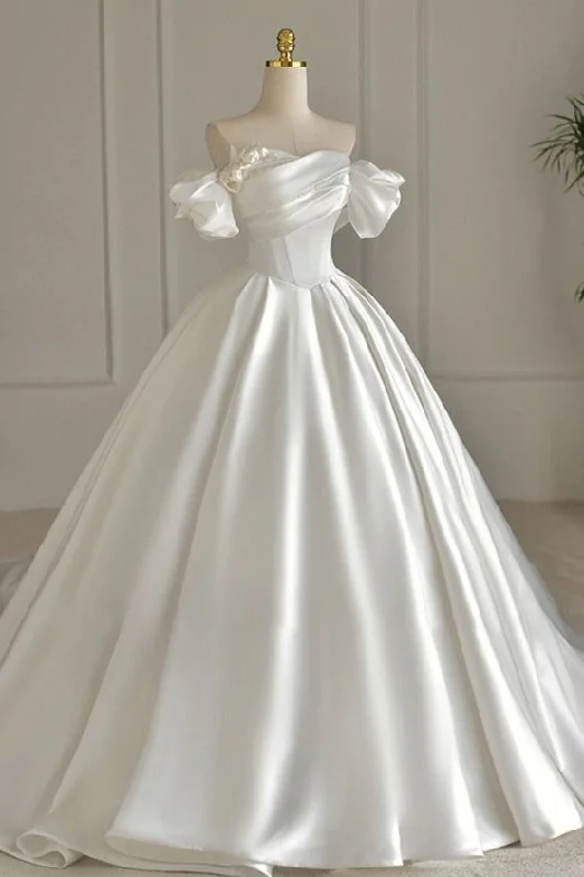 Snag Fabulous Fashion Bargains White Satin Beading Strapless Pleated Wedding Dress Y6852