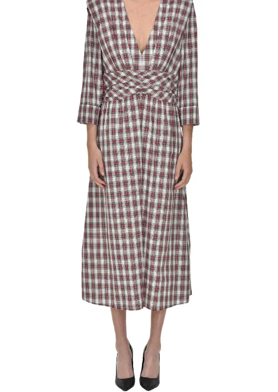 Women's Stylish Professional Garments Tartan Print Cotton Dress In Plaid