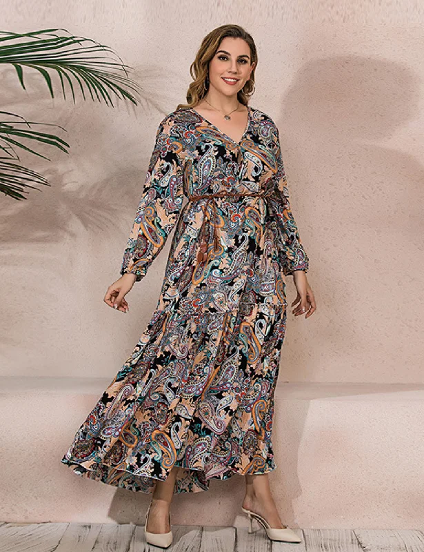 Insane Discount Onslaught Women Plus Size Vintage Paisley Floral Dress